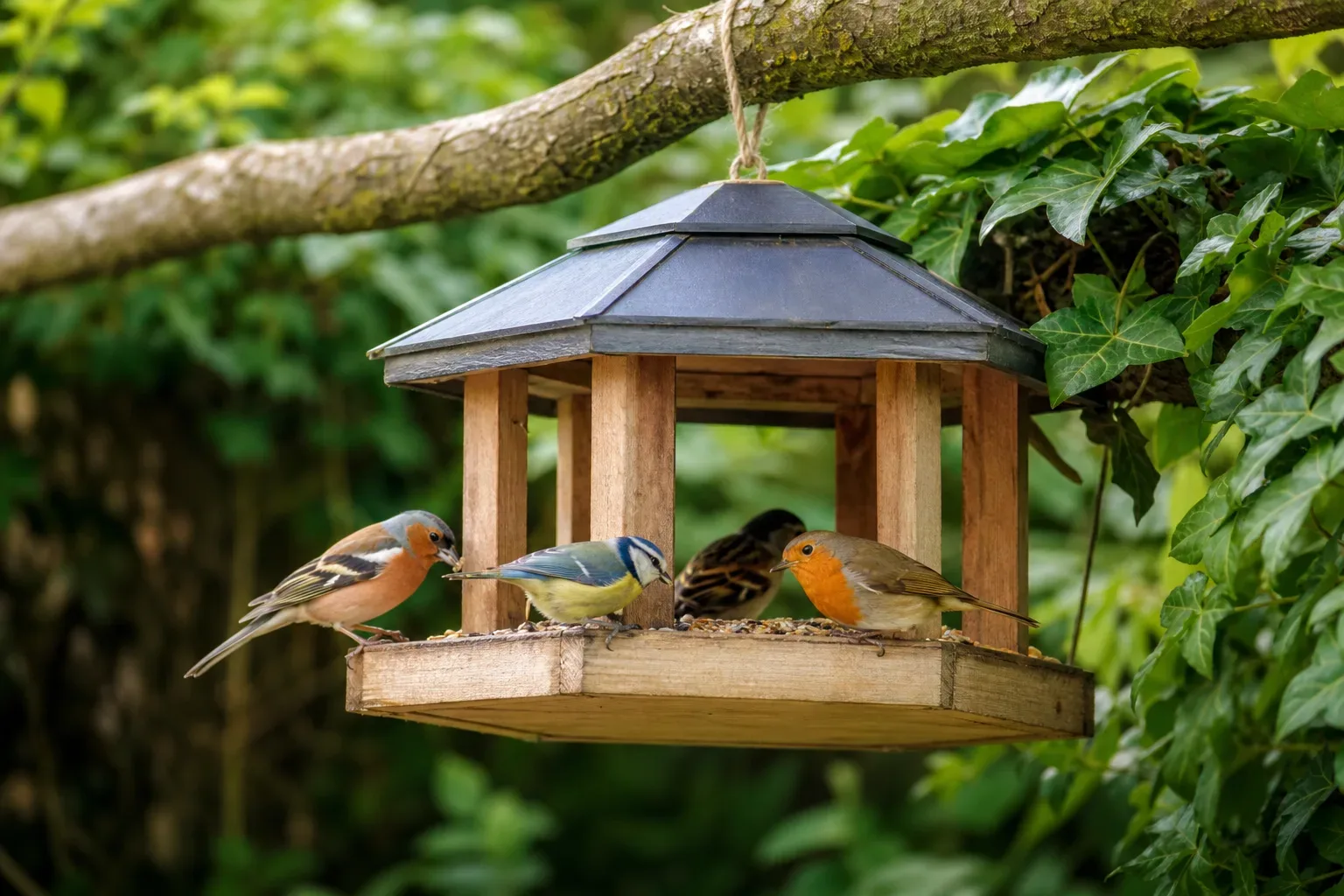 Garden bird feeding, tested by hand